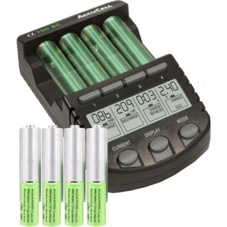 AccuCell Lady LR1 Size N NiMH Akku, Ladeadapter und LCD Ladegerät 200mAh Ladestrom
