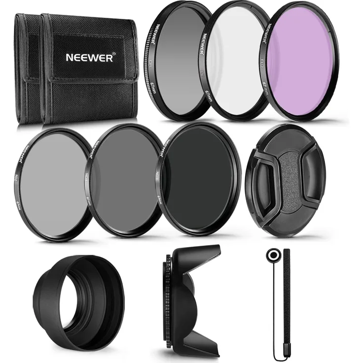 Neewer 67 mm Profi UV CPL FLD Objektiv Filter und ND Neutral Density Filter (ND2, ND4, ND8) Zubehör-Kit für Nikon (D5200 D7000 D7100 D90) DSLR-Kameras