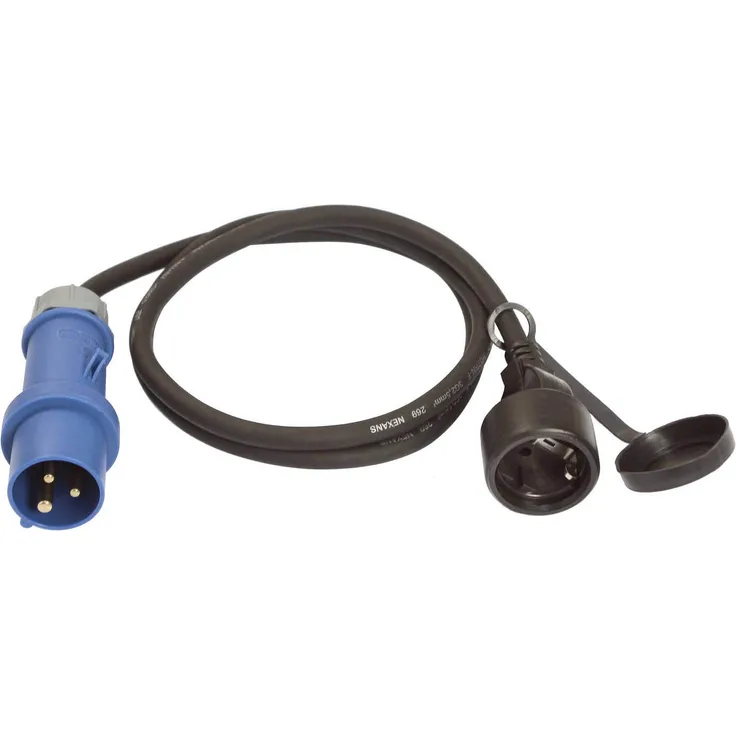 as - Schwabe E-Adapterleitung Caravan - E-Stecker und Schutzkontaktkupplung – IP44 Wohnmobil Zubehör mit Schutzkappe – 3-polige Leitung für Europa Schuko Stecker – Made in Germany - Blau I 60488