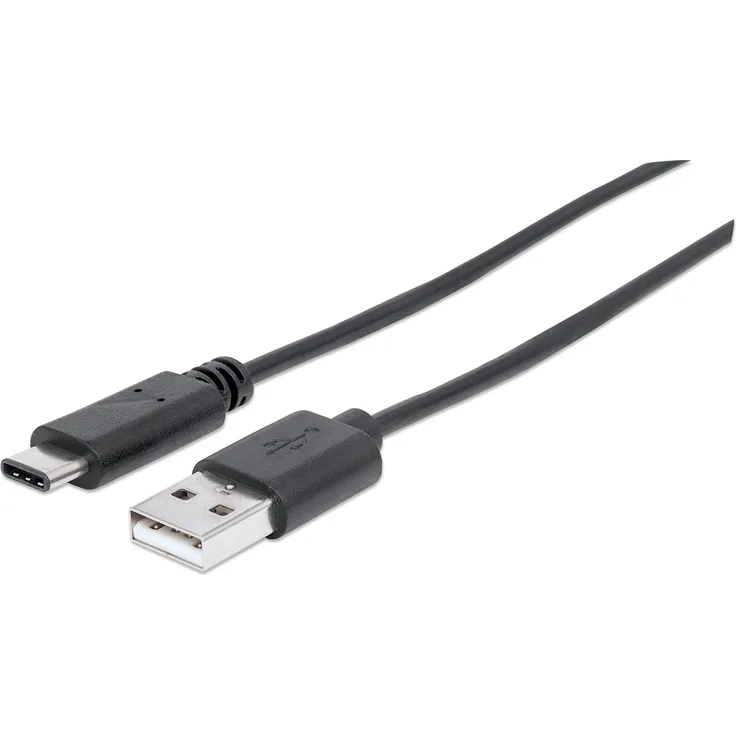 Manhattan - USB-Kabel - USB-C (M) bis USB Typ A (M) - USB 3,1 Gen1 - 3,0m - geformt - Schwarz (354981)