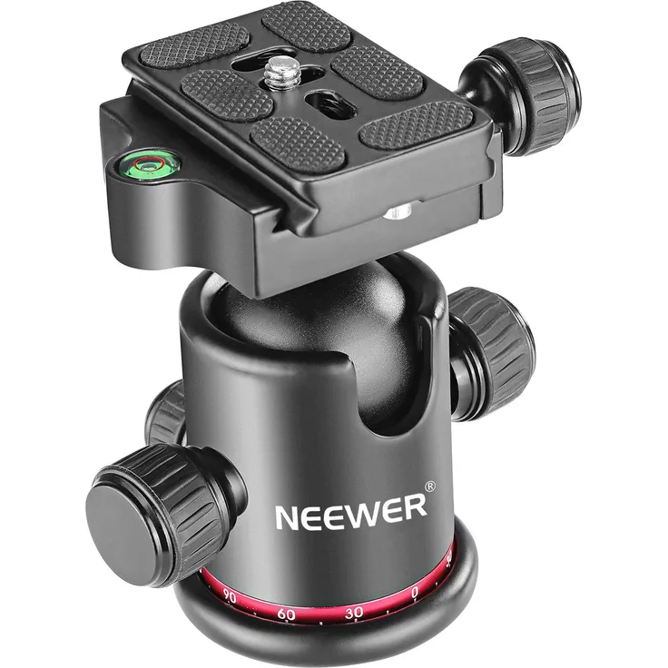 Neewer Berufsmetall 360 Grad drehbarer Panoramakugelkopf mit 1/4 Zoll Schnellwechselplatte und Wasserwaage, bis 17,6pounds / 8kilograms, für Stativ, Einbeinstativ, Schiebenregler, DSLR Kamera, Camcorder