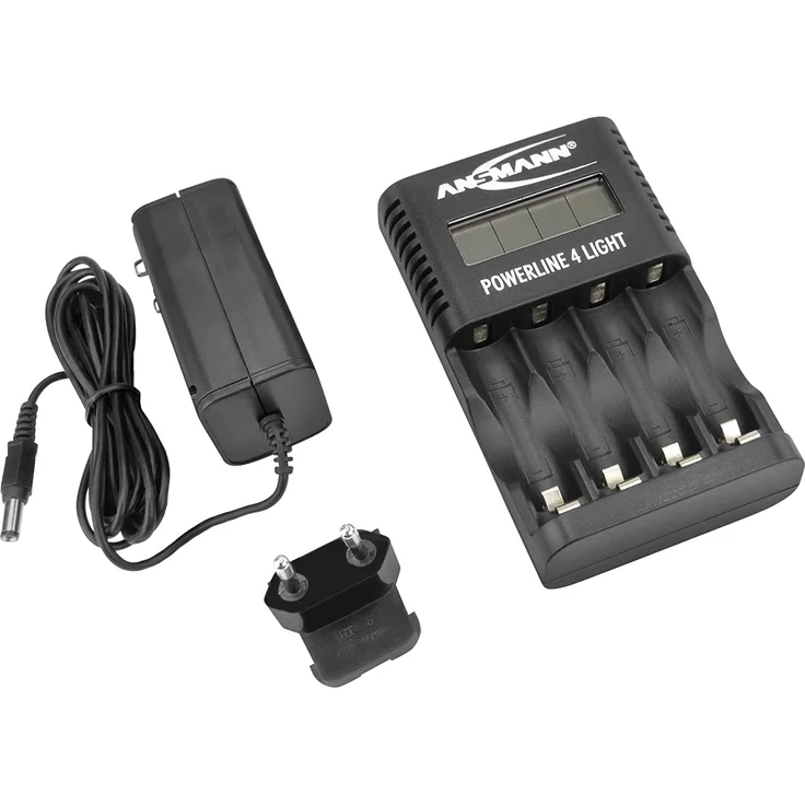 ANSMANN Akku-Ladegerät für 4x AA & AAA NiMH Akkus - Batterieladegerät mit Einzelschachtüberwachung, automatische Abschaltung, Erhaltungsladung, LCD-Display & USB Lader - Powerline 4 Light – Bild 5