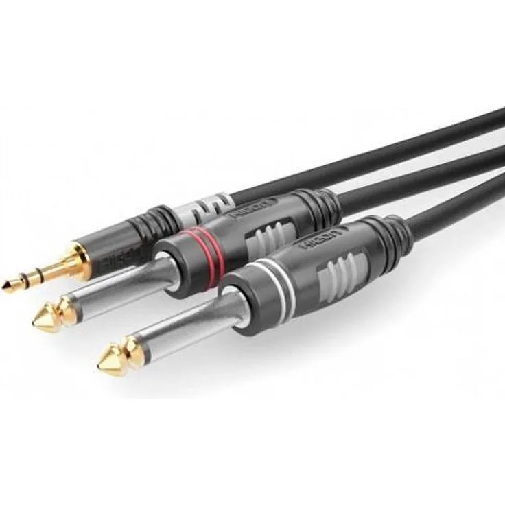 Hicon HBA-3S62-0300 Klinke Audio Anschlusskabel (1x Klinkenstecker 3.5mm - 2x Klinkenstecker 6.3mm (mono)) 3.00m Schwarz