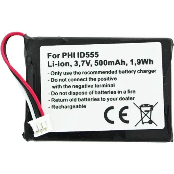 AccuCell Akku, geeignet für den Akku PHILIPS ID555, ID5551B-38, ID5552B-38