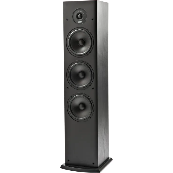 Polk Audio T50 Standlautsprecher, HiFi Lautsprecher für Musik und Heimkino Sound, passiver Full Range Lautsprecher, 20 - 150 Watt, 8 Ohm, 38Hz 24kHz (Stück) Standlautsprecher - 150 Watt - schwarz