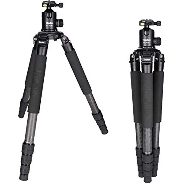 Rollei Rock Solid Alpha Mark II inkl. Kugelkopf T7S Carbon, professionelles Kamera-Stativ mit 30kg Tragkraft I Ideal für Reise und Naturfotografie