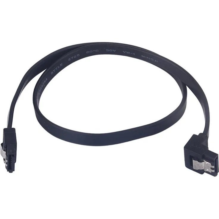kuyia SATA 3 Kabel mit 45 cm schwarz Verschlussriegel gerade zu rechten Winkel 90 Grad | kompatibel bis zu S-ATA/600 | Serial ATA | 1,5 GBs/3GBs/6GBs (abwärtskompatibel)