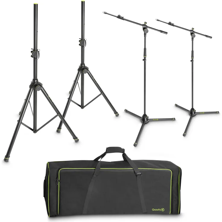 Gravity SSMS SET 1 - Set mit 2 Lautsprecher- und 2 Mikrofonstativen in Transporttasche