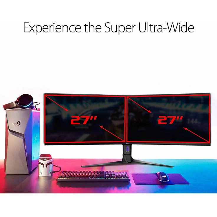 ASUS ROG Strix XG49VQ 124 cm (49 Zoll) Gaming Monitor (Curved, 144Hz, Free-Sync 2 HDR, HDMI, DisplayPort, 4ms Reaktionszeit) – Bild 2
