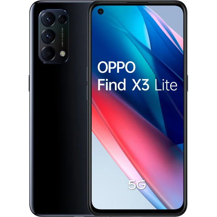Oppo Find X3 Lite 5G Smartphone 16,26cm (6,4 Zoll) AMOLED-Display, 128GB interner Speicher, 8GB RAM, Dual-SIM, Android, Starry Black