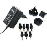 ANSMANN APS 300 Universal Stecker Netzteil 12V inkl. 7 verschiedende Adapter Stecker - Netzstecker bis max. 300mA - Netzadapter zur Stromversorgung vieler Elektrokleingeräte von 3-12 Volt regelbar