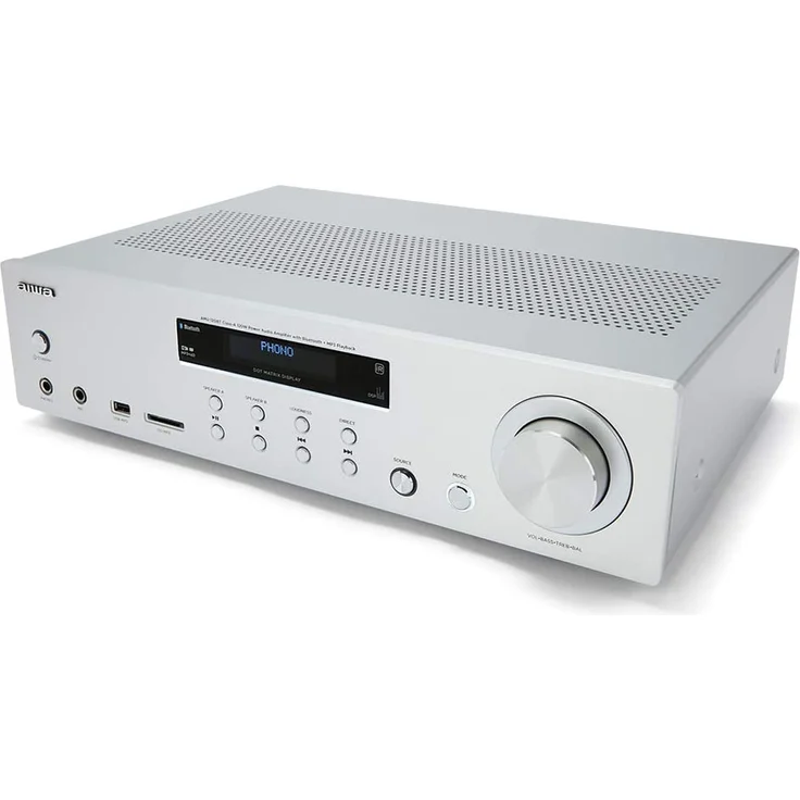 Aiwa AMU-120BTSR Vollverstärker, AV-Empfänger, mit Bluetooth 5.0, 120 W, USB-Anschluss, SD-Kartenleser, silber – Bild 3