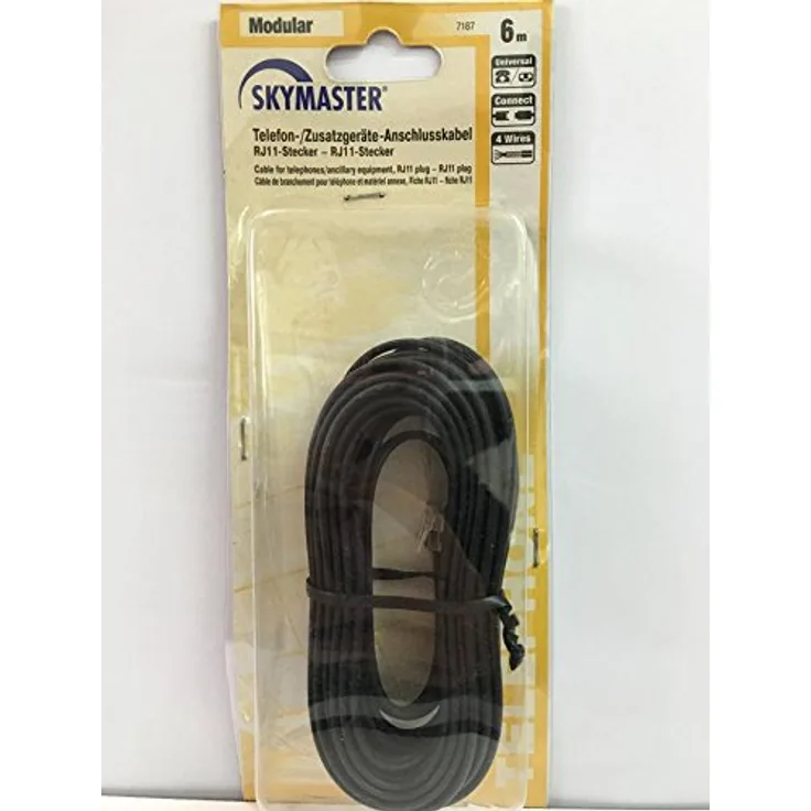 Skymaster MTA_7187 Modern Telefon RJ11-Stecker Anschlusskabel schwarz
