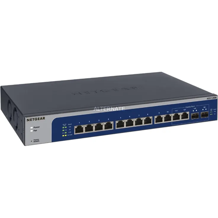 Netgear XS512EM 12-Port 10G Multi-Gigabit LAN Switch Smart Managed Pro (mit 2x 10G-SFP+, Desktop- oder Rack-Montage mit ProSAFE Lifetime-) grau
