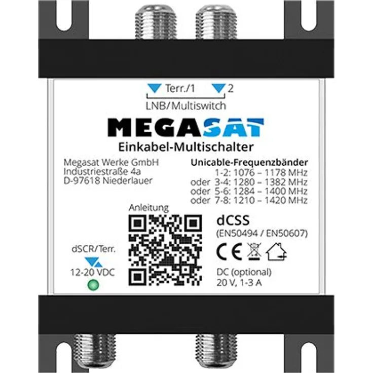 Megasat Einkabel- Multischalter Unicable SCR Multiswitch EN 50494 50607 Verte...