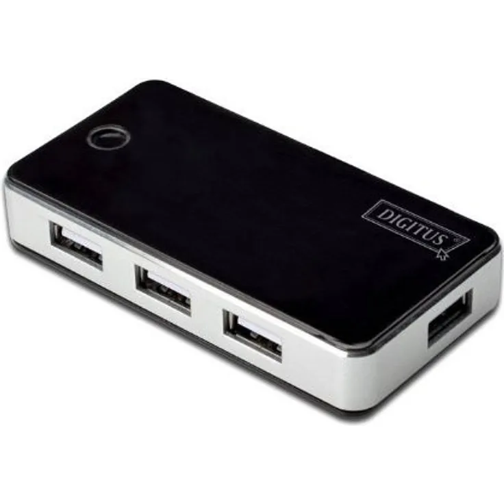 DIGITUS USB-Hub - 7 Ports - High-Speed USB 2.0 - 480 MBit-s - Plug&Play - Anschluss-Kabel 66 cm - Schwarz