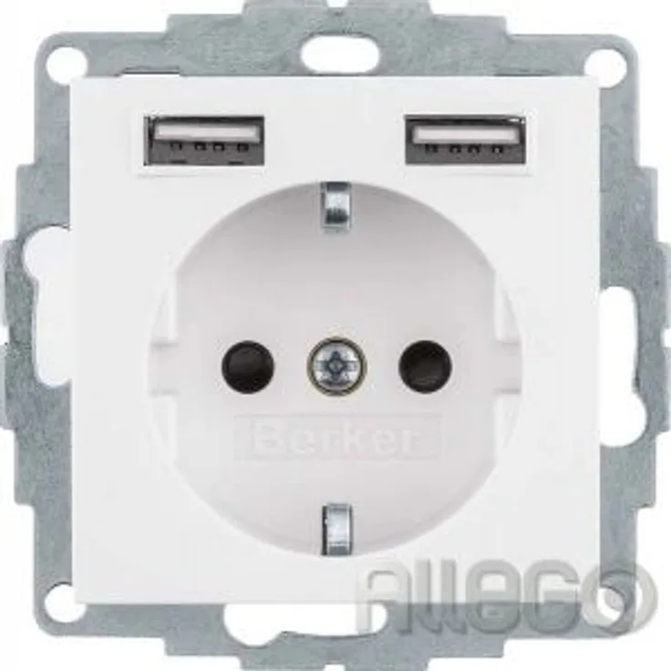 BERKER Steckdose 1f polws mt USB UP hori 48031909