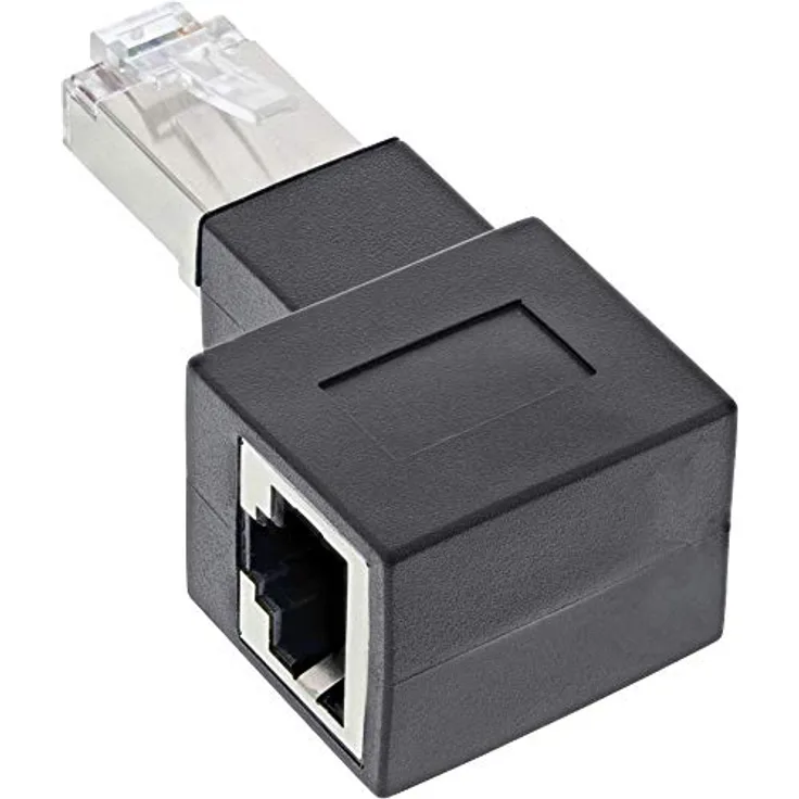 InLine RJ45 Adapter Cat.6A, RJ45 Stecker-Buchse, 90° nach rechts gewinkelt