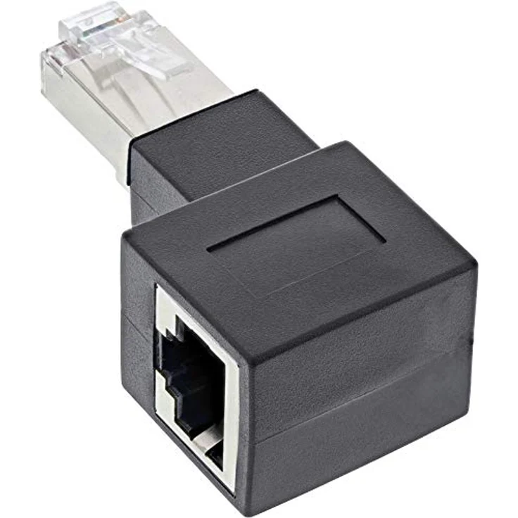 InLine RJ45 Adapter Cat.6A, RJ45 Stecker-Buchse, 90° nach rechts gewinkelt – Bild 1