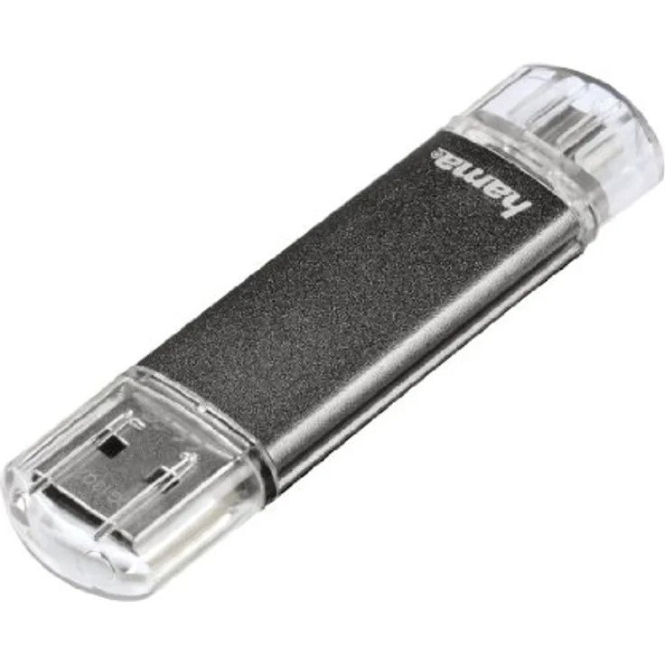 Hama 128GB USB-Speicherstick mit USB 2.0 & microUSB (2-in-1 USB-Stick, z.B. für Android Handy, Tablet, Computer, Notebook, PC, Laptop, MacBook, OTG, 10MB-s) Handy-Stick, Doppel Memory-Stick grau – Bild 1