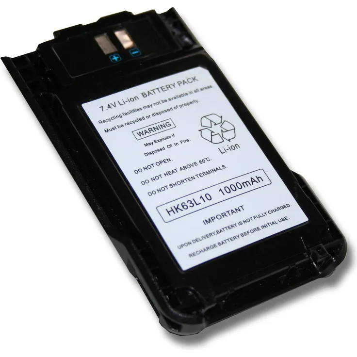 VHBW Akku mit Gürtelclip, geeignet für Funkgerät, Walkie Talkie Kenwood TK-3000, TK-3000E, TK-3000K, TK-3000K2, TK-3000M, TK-3000M2, TK-3000T, TK-3501, TK-U100 1000 mAh, 7,4 V, Li-Ion