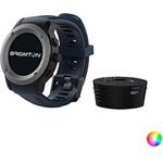 BRIGMTON 1,3 Zoll IPS Bluetooth Smartwatch GPS, Unisex, Einheitsgröße, Silikonarmband, Schwarz/Blau