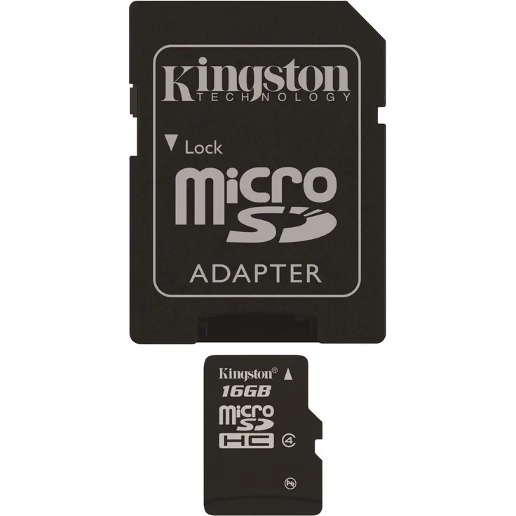 Kingston SDC4/16GB Micro SDHC 16GB bis zu 4MB/s Klasse 4 Speicherkarte (inkl. microSD zu SD Adapter,)