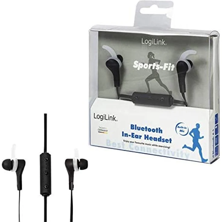 Logilink BT0040 In-Ear Kopfhörer, mit Bluetooth, Mikrofon, schwarz – Bild 4