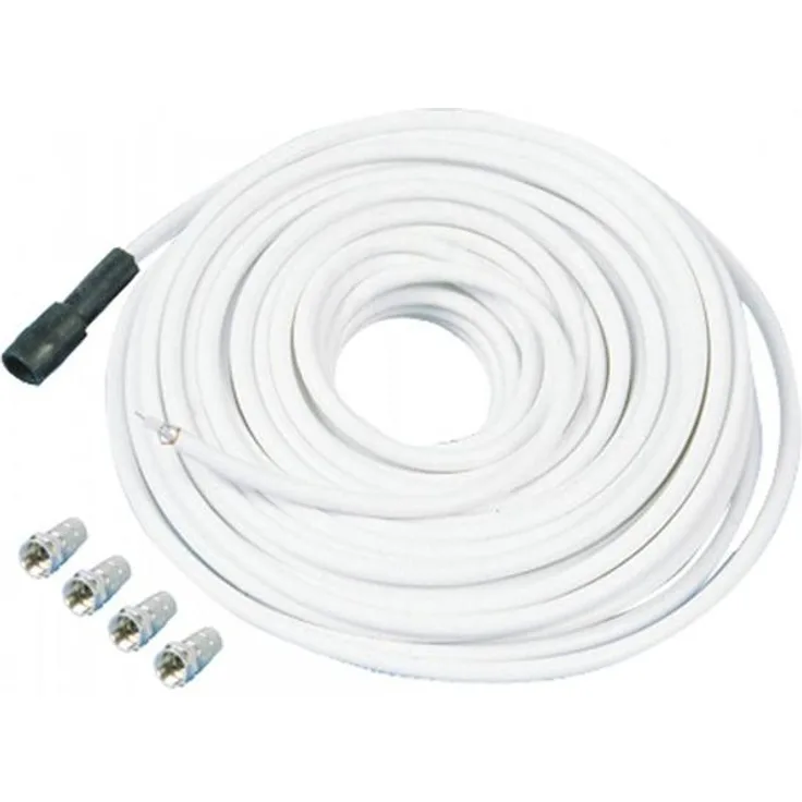 TELESTAR SKYCABLE 100, 30 m mit 4 F-Steckern, weiß (100 dB Koaxialkabel)