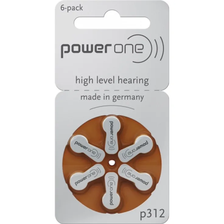 power one - high level hearing - p312 - 1,45 Volt 170mAh Zink Luft - Hörgerätebatterie - 10x 6er Blister