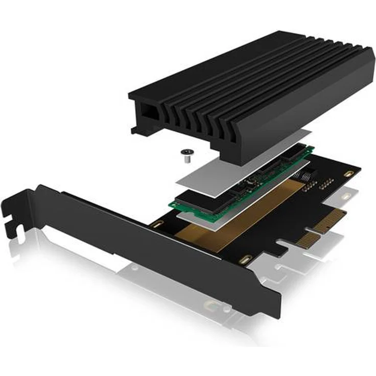 RaidSonic ICY BOX PCI Express Karte, M.2 NVMe SSD zu PCIe 3.0 Adapter, Kühler, LED Beleuchtung, M-Key, 2230, 2242, 2260, 2280, Schwarz (IB-PCI214M2-HSL) – Bild 2