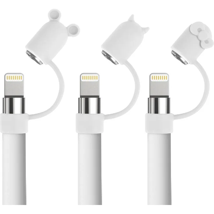 [3-Shape] Fintie Apple Pencil Kappehalter - Premium Silikon Kappe Hülle Stiftehalter Pencilschutz Abdeckung Halterung für Apple iPad Pro Pencil, Weiß
