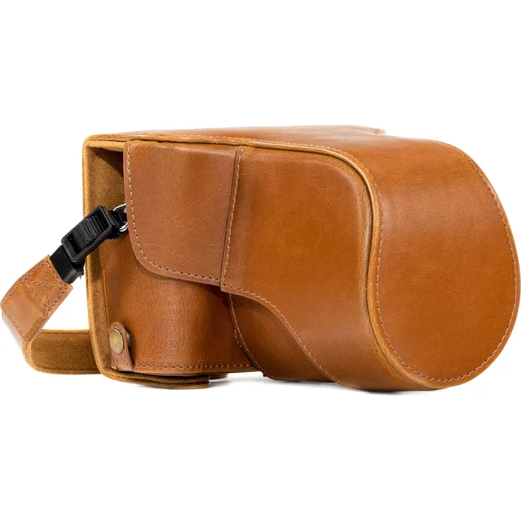MegaGear MG983 Ever Ready Leder Kamera-Case mit Trageriemen kompatibel mit Fujifilm X-T30, X-T20, X-T10 (16-50mm - 18-55mm Lenses) - Hellbraun