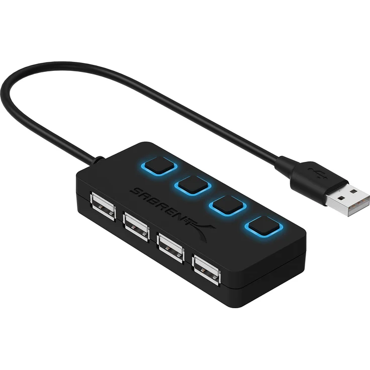 Sabrent USB HUB - 4-Port USB 2.0 Hub mit einzelnen Schalter und einzelnen LEDs (HB-UMLS) – Bild 1