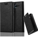 cadorabo Hülle für ZTE Blade L3 in NACHT SCHWARZ Handyhülle mit Magnetverschluss, Standfunktion und Kartenfach Case Cover Schutzhülle Etui Tasche Book Klapp Style
