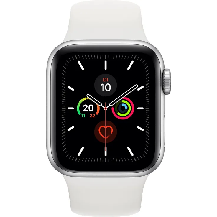 Apple Watch Series 5 GPS + LTE Aluminium Smartwatch Unisex, 44mm, Edelstahlgehäuse, Silber/Weiß - Preisvergleich
