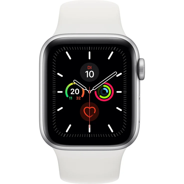 Apple Watch Series 5 GPS + LTE Aluminium Smartwatch Unisex, 44mm, Edelstahlgehäuse, Silber/Weiß - Preisvergleich – Bild 1