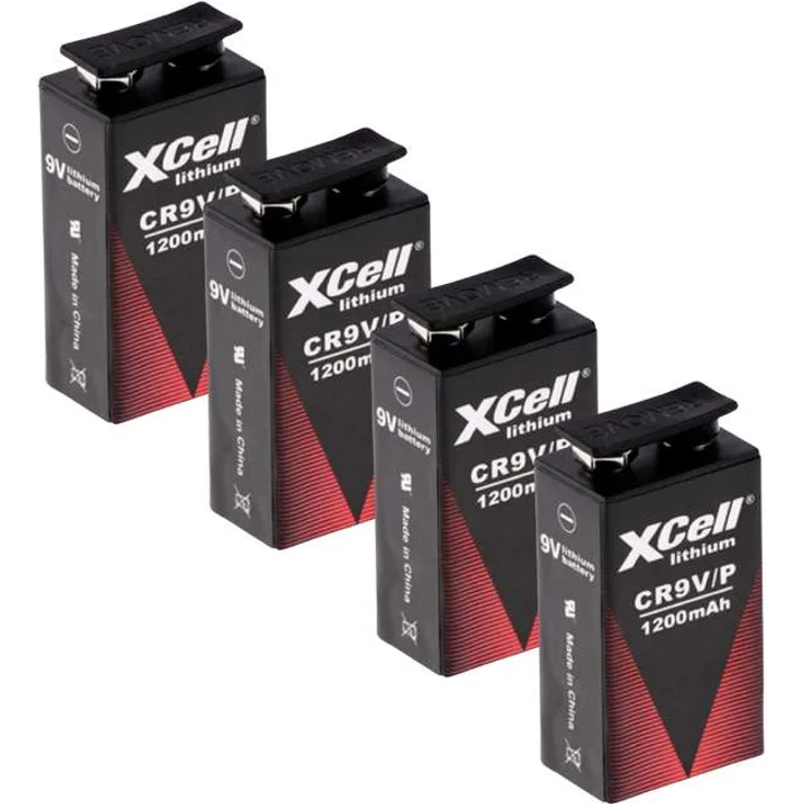 4x XCellLithium 9V Block Hochleistungs- Batterien für Rauchmelder /...