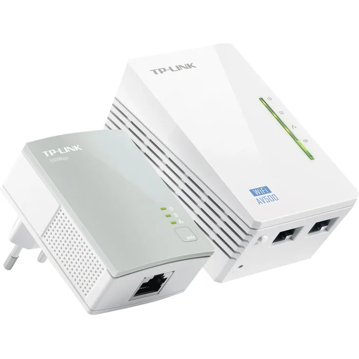 TP-Link TL-WPA4220KIT AV500 2-Port Wifi Powerline Adapter Starter Kit - Bridge - HomePlug AV (HPAV) - 802.11b/g/n - an Wandsteckdose anschließbar