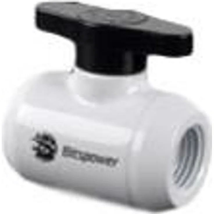 Bitspower G1-4'' Mini Valve with Black Handle, Deluxe White Body