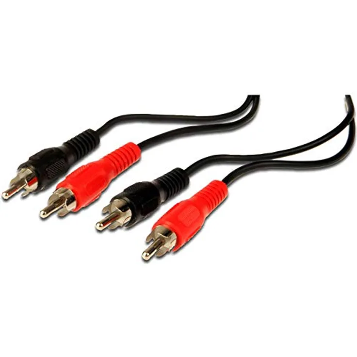 PremiumCord Cinch Kabel 2m, 2x Cinch RCA Stecker auf 2x Cinch RCA Stecker, Audio Video Verbindungskabel, Stereo, Für TV, Handys, MP3, HiFi, Farbe schwarz