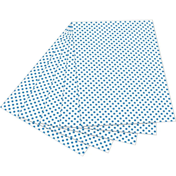 folia 5930 - Fotokarton weiß mit blauen Punkten, 50 x 70 cm, 10 Bogen, beidseitig bedruckt - zum Basteln und kreativen Gestalten von Karten, Fensterbildern und für Scrapbooking