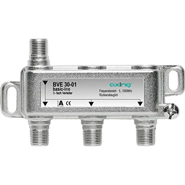 Axing BVE 30-01 3-Fach BK-Verteiler (5-1000 MHz) für Kabelfernsehen und DVB-T2 HD, F-Anschlüsse