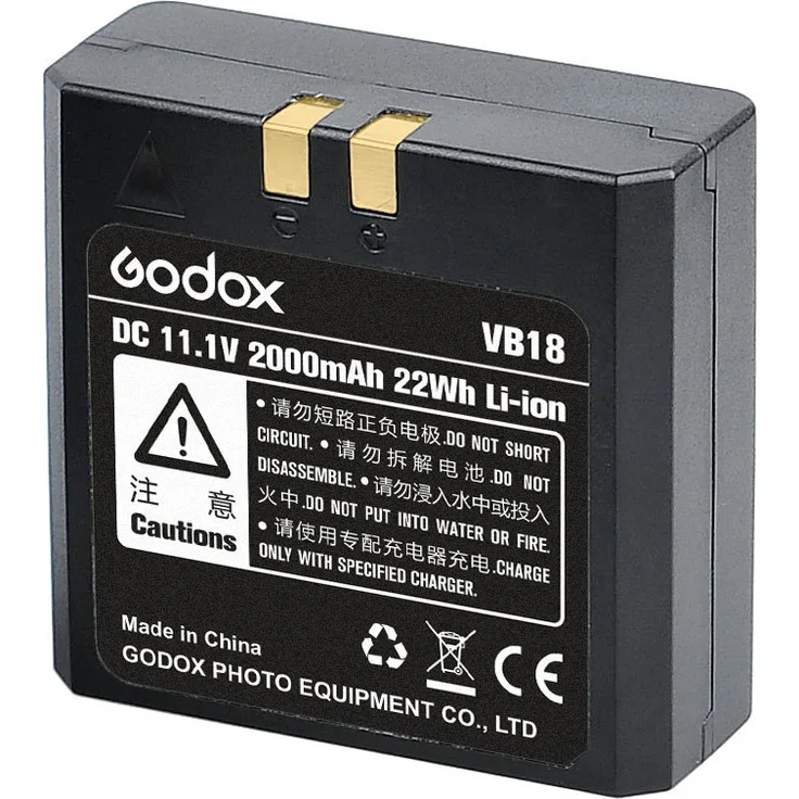 Godox VB-18 wiederaufladbare Li-Ion-Polymer Akku für V850-V860 Blitzgerät (2000mAh) schwarz