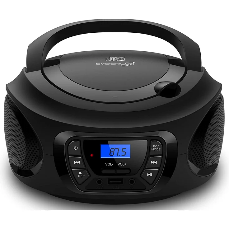 Cyberlux CL-600 Tragbarer CD-Player für Kinder, FM, Kopfhöreranschluss, CD-Radio, Dark Knight Black schwarz – Bild 1