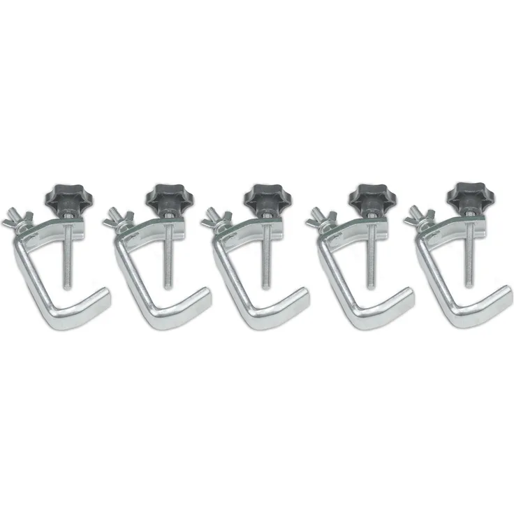 Party Clamp Set silber (5 Stück) - kompakter Haken für kleine Effekte und Scheinwerfer - bis 5kg Silber