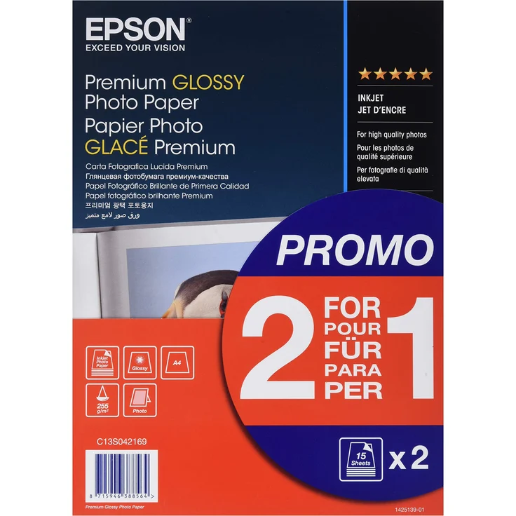 Epson Premium glossy photo paper inkjet 255g-m2 A4 2x15 Blatt Pack