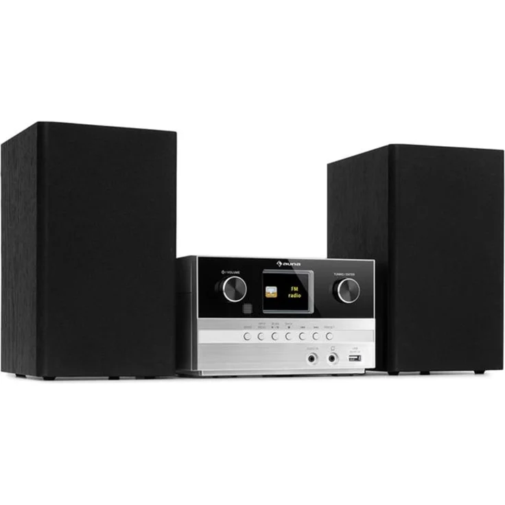 Auna Connect System S Stereoanlage + Lautsprecher 20Wmax Internet-DAB+-UKW CD-Player silber Silber – Bild 1