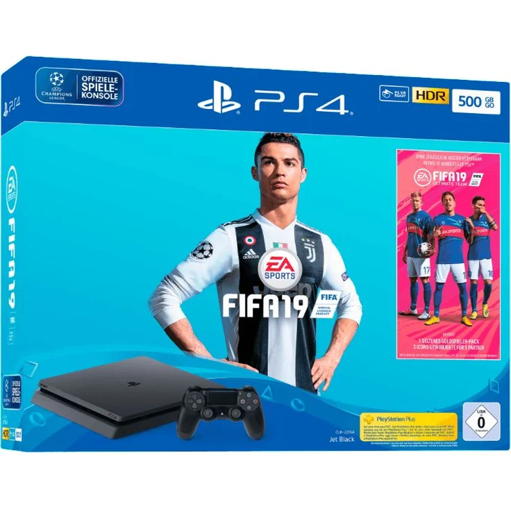 Sony PlayStation 4 Slim Jet Black 500GB Bundle inkl. FIFA 19 – Bild 1