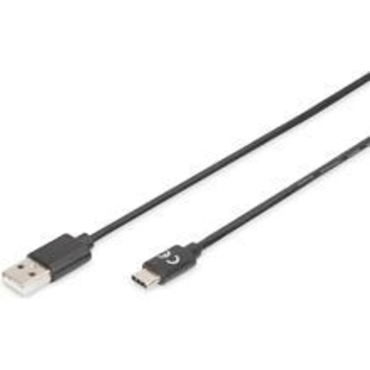 DIGITUS USB Type-C Anschlusskabel, Typ C auf A St-1.0m, 3A, 480MB, 2.0 Version, sw – Bild 1